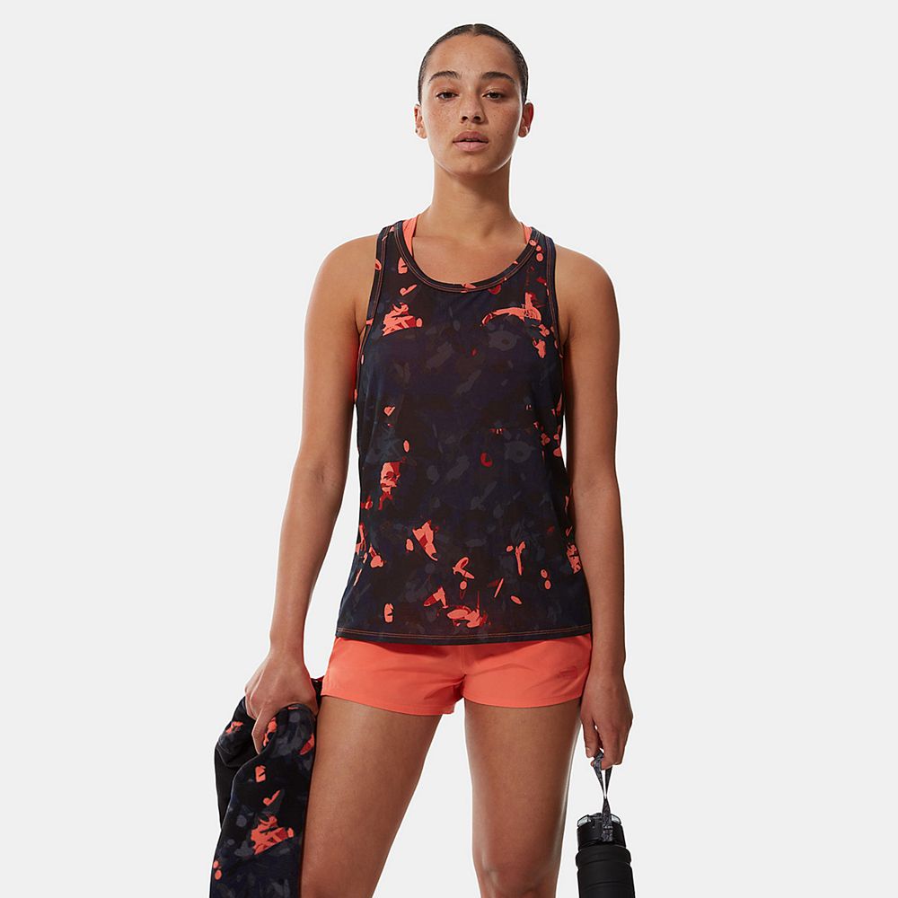 The North Face Tank Top Womens Australia - The North Face Printed Wander Orange Running & Training (